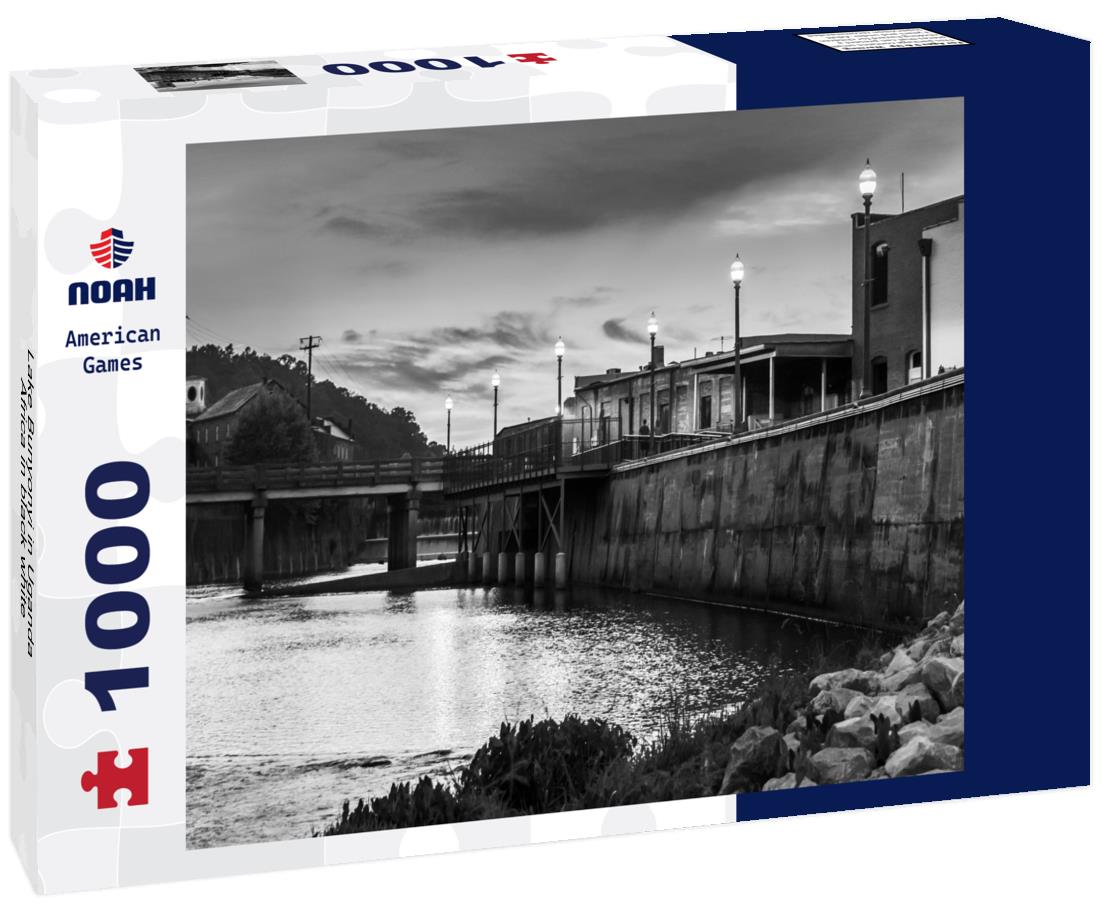 Noah Jigsaw Puzzle Lake Bunyonyi in Uganda, Africa in black white 1000 pieces