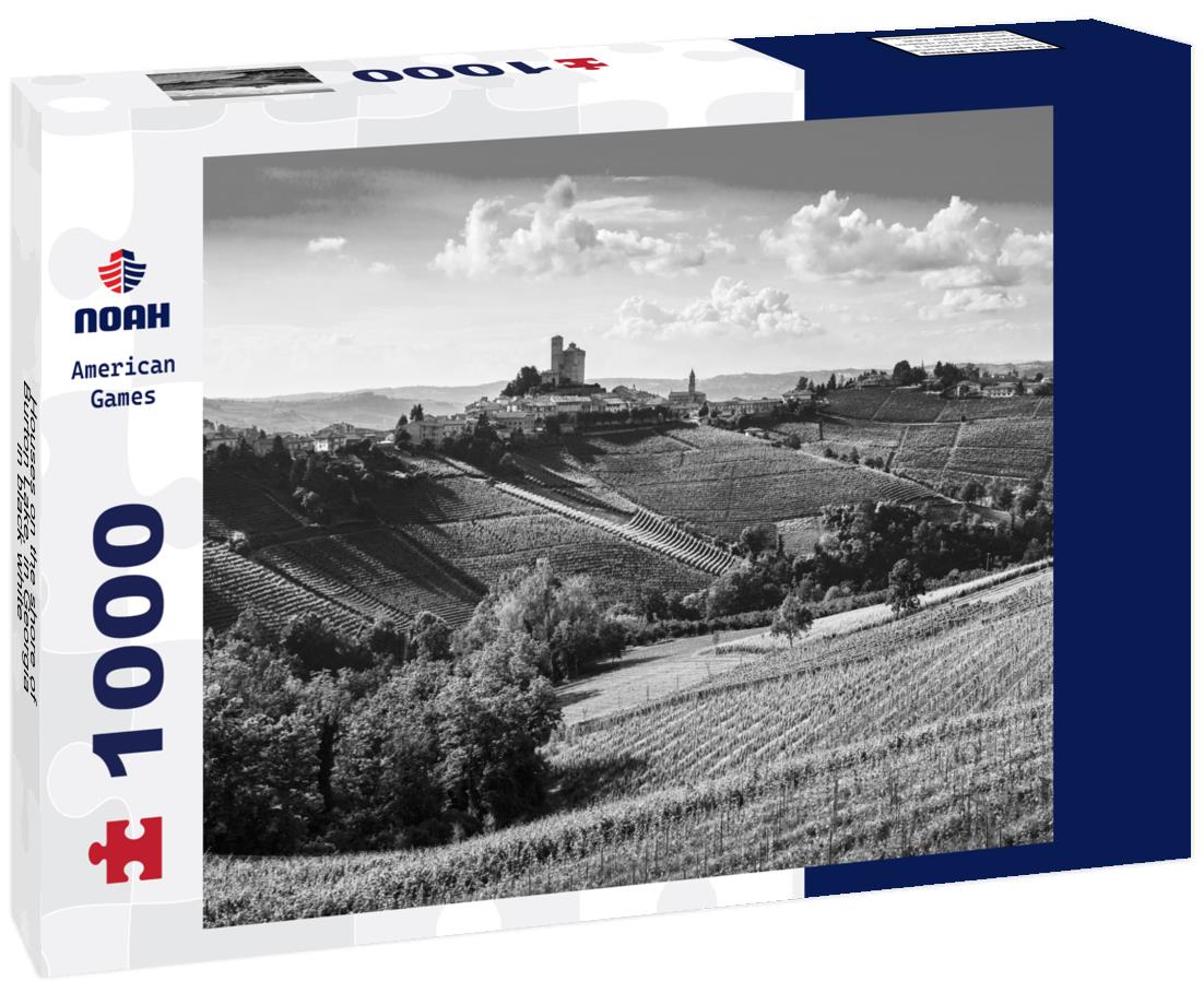 Noah Jigsaw Puzzle Houses on the shore of Burton Lake, in Georgia in black white 1000 pieces