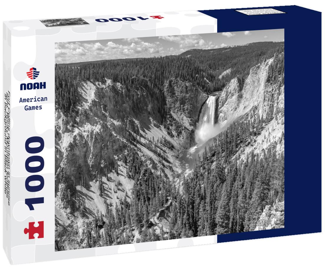 Noah Jigsaw Puzzle Fort Collins downtown in sunrise light, Rocky Mountain foothills in background in black white 1000 pieces