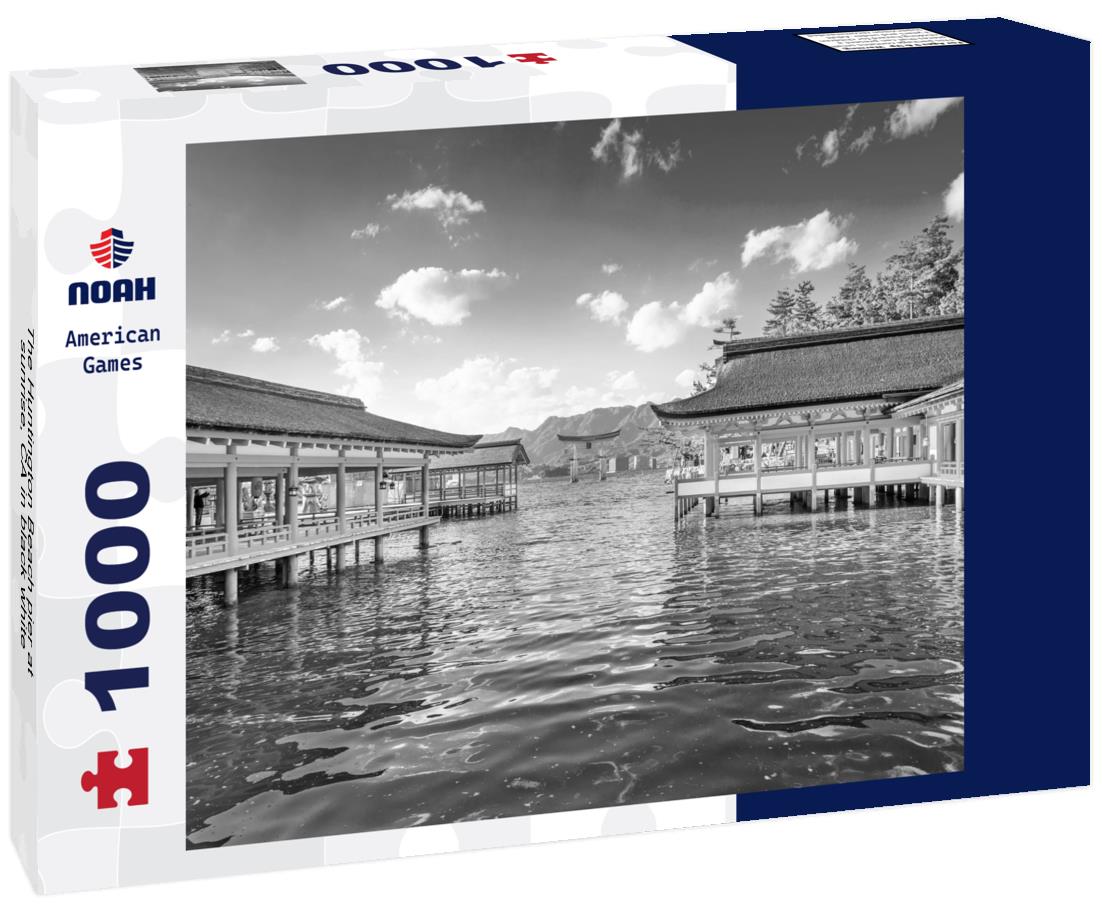 Noah Jigsaw Puzzle The Huntington Beach pier at sunrise, CA in black white 1000 pieces