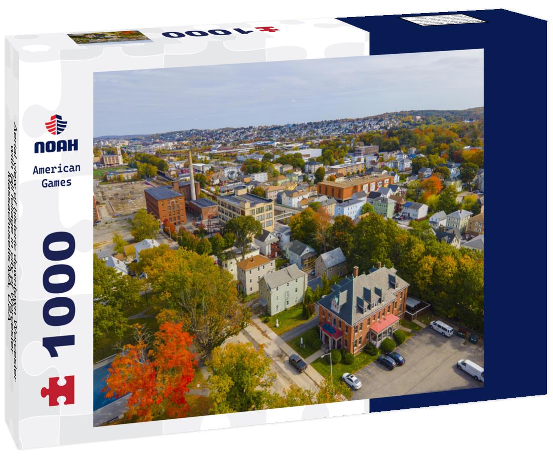 Noah Jigsaw Puzzle Aerial view of historic downtown Worcester with fall foliage in city of Worcester, Massachusetts MA, USA 1000 pieces