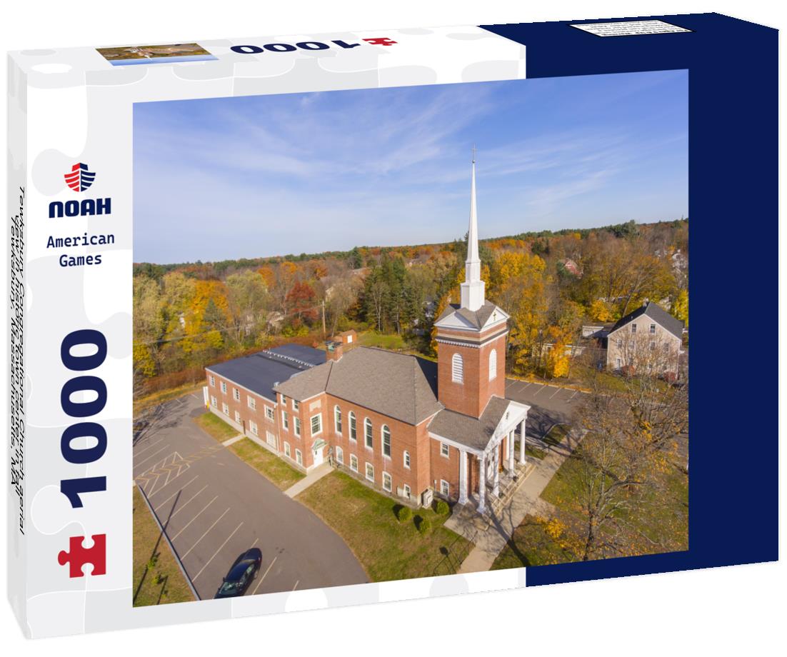 Noah Jigsaw Puzzle Tewksbury Congregational Church aerial view in historic town center in fall, Tewksbury, Massachusetts, MA 1000 pieces