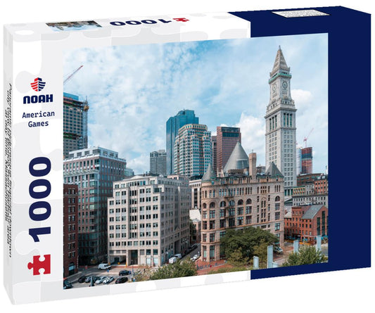 Noah Jigsaw Puzzle Panoramic picturesque financial downtown city view of Boston from Harbour area at day time, Massachusetts 1000 pieces