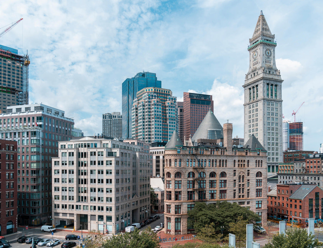 Noah Jigsaw Puzzle Panoramic picturesque financial downtown city view of Boston from Harbour area at day time, Massachusetts 1000 pieces