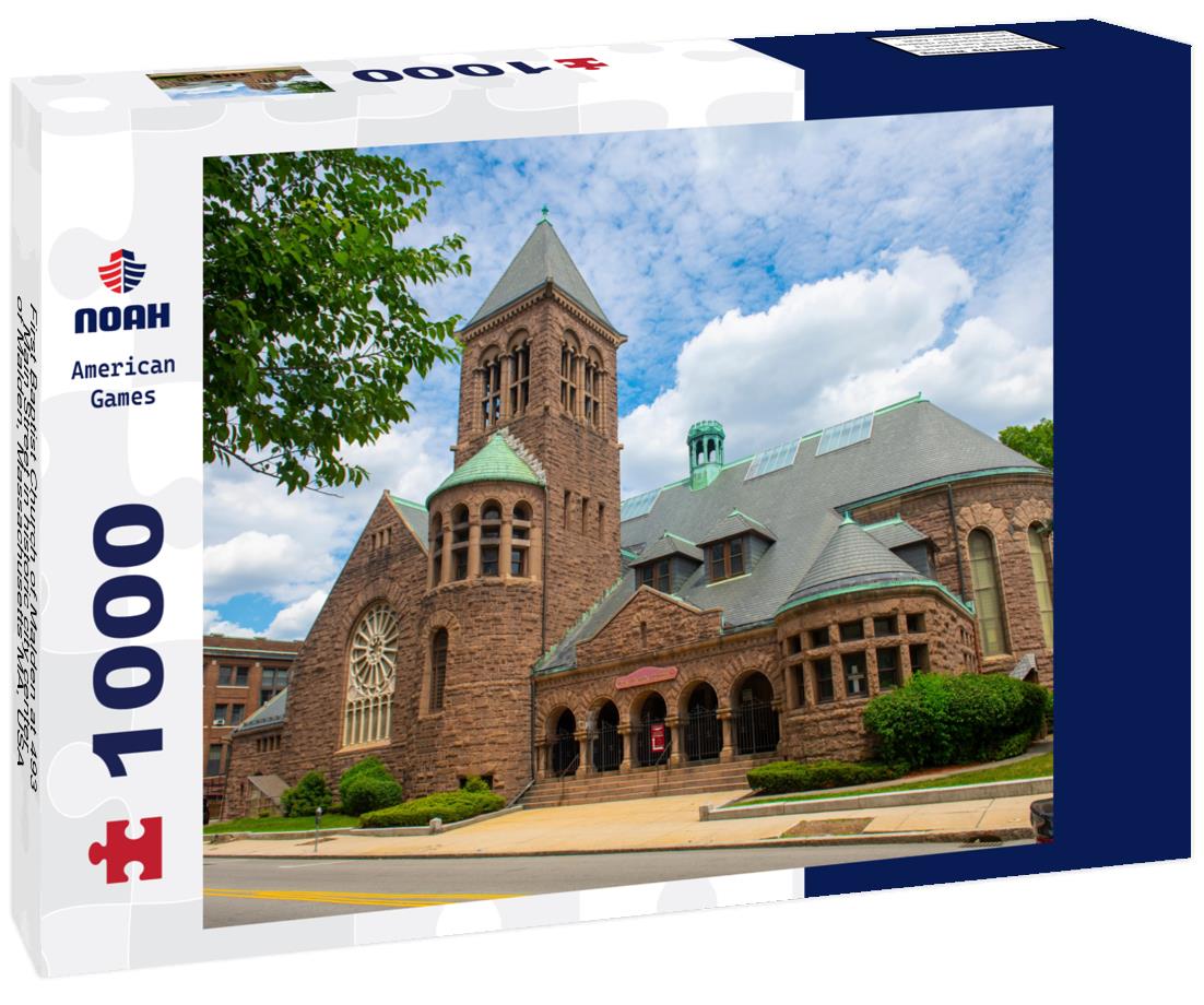 Noah Jigsaw Puzzle First Baptist Church of Malden at 493 Main Street in historic city center of Malden, Massachusetts MA, USA 1000 pieces