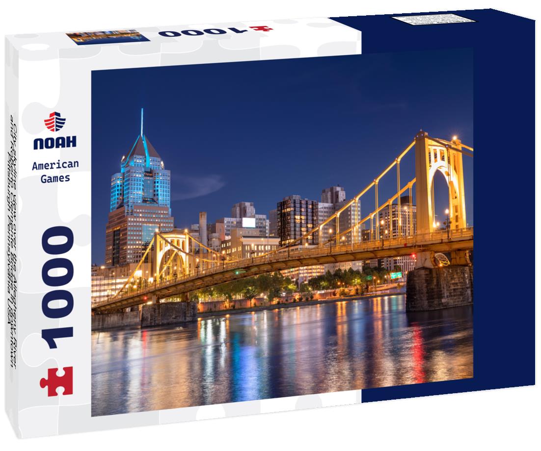 Noah Jigsaw Puzzle City skyline view over the Allegheny River and Roberto Clemente Bridge in downtown Pittsburgh Pennsylvania USA 1000 pieces