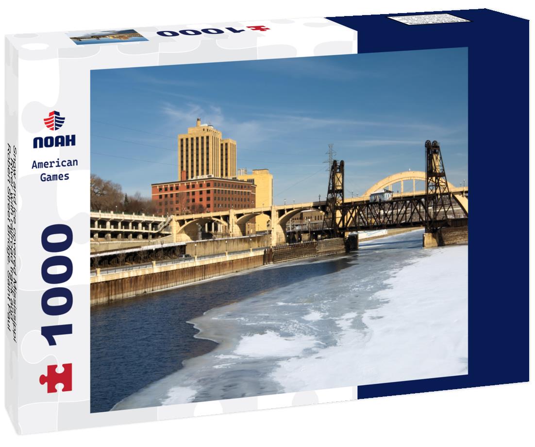 Noah Jigsaw Puzzle Snow and ice covered Mississippi River with railroad track and Robert Street Bridge. Saint Paul, Minnesota, USA 1000 pieces