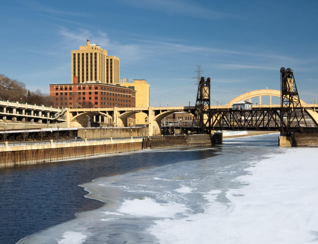 Noah Jigsaw Puzzle Snow and ice covered Mississippi River with railroad track and Robert Street Bridge. Saint Paul, Minnesota, USA 1000 pieces