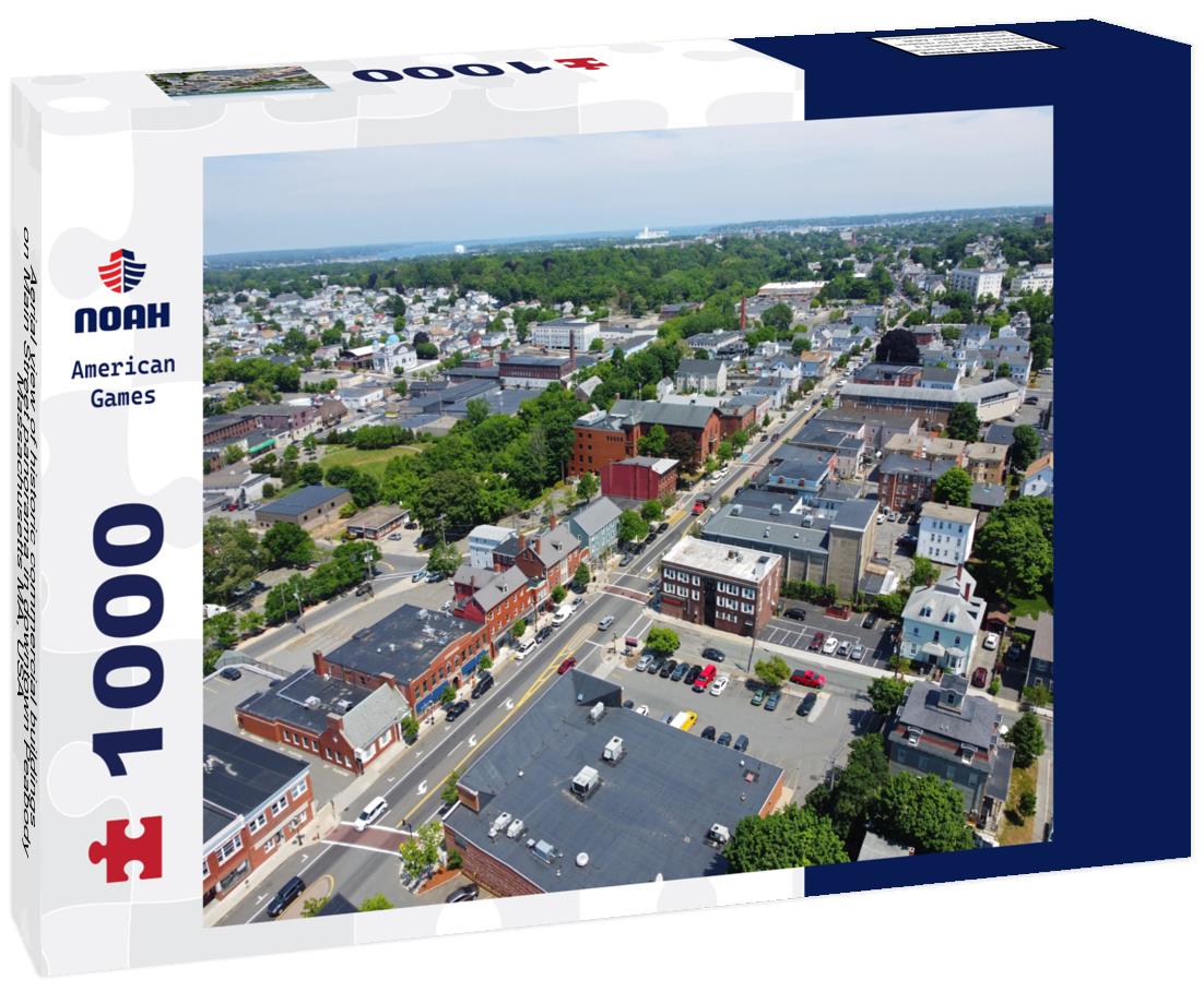 Noah Jigsaw Puzzle Aerial view of historic commercial buildings on Main Street panorama in downtown Peabody, Massachusetts MA, USA 1000 pieces
