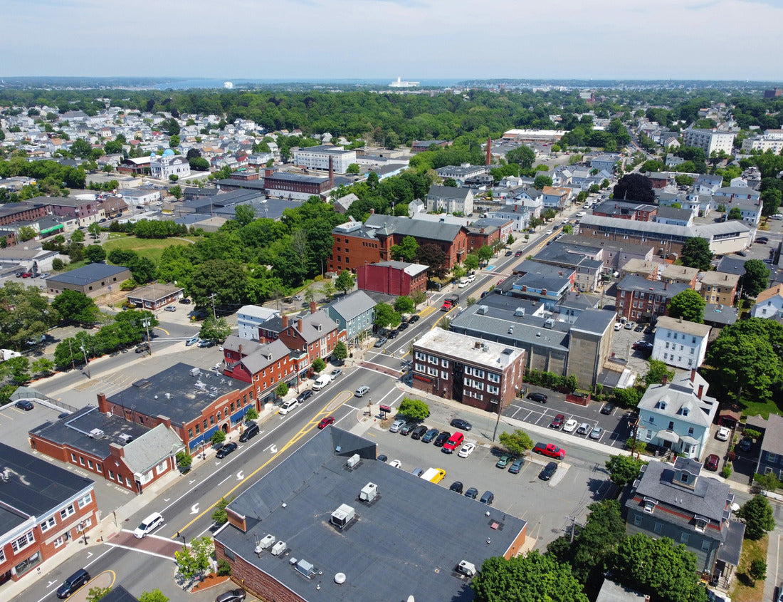 Noah Jigsaw Puzzle Aerial view of historic commercial buildings on Main Street panorama in downtown Peabody, Massachusetts MA, USA 1000 pieces
