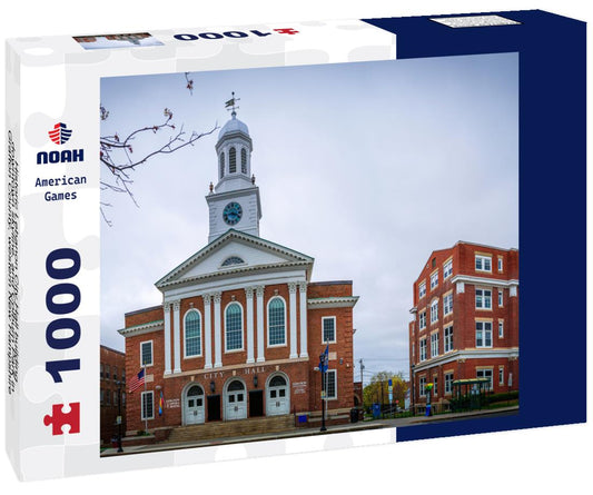 Noah Jigsaw Puzzle Historic Lebanon City Hall building, downtown skyline, and Colburn Park in Grafton County, western New Hampshire 1000 pieces