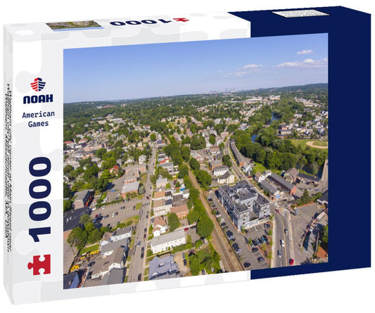 Noah Jigsaw Puzzle Waltham city center at Main Street near Waltham city hall aerial view in downtown Waltham, Massachusetts, MA, USA 1000 pieces