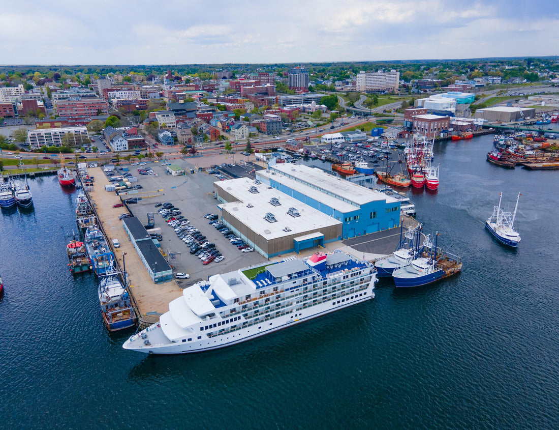 Noah Jigsaw Puzzle New Bedford Harbor Antenna with fishing boats in pilings near historic downtown New Bedford, Massachusetts MA, USA 1000 pieces