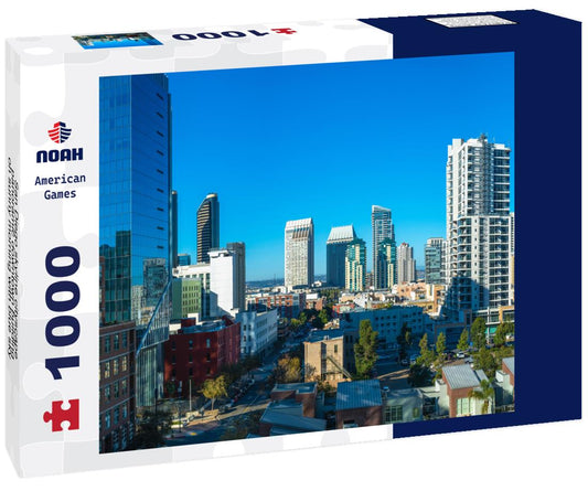 Noah Jigsaw Puzzle San Diego skyline cityscape, panoramic downtown building on sunny morning with blue sky in Southern California, USA 1000 pieces