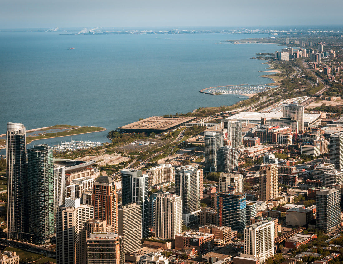 Noah Jigsaw Puzzle Aerial view looking out over the south shore of Chicago Illinois with the steel mills of Gary Indiana in the distance 1000 pieces