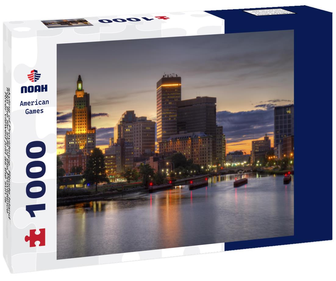 Noah Jigsaw Puzzle skyline of Providence, Rhode Island from the far side of the Providence River viewed just as the sun is setting at dusk 1000 pieces