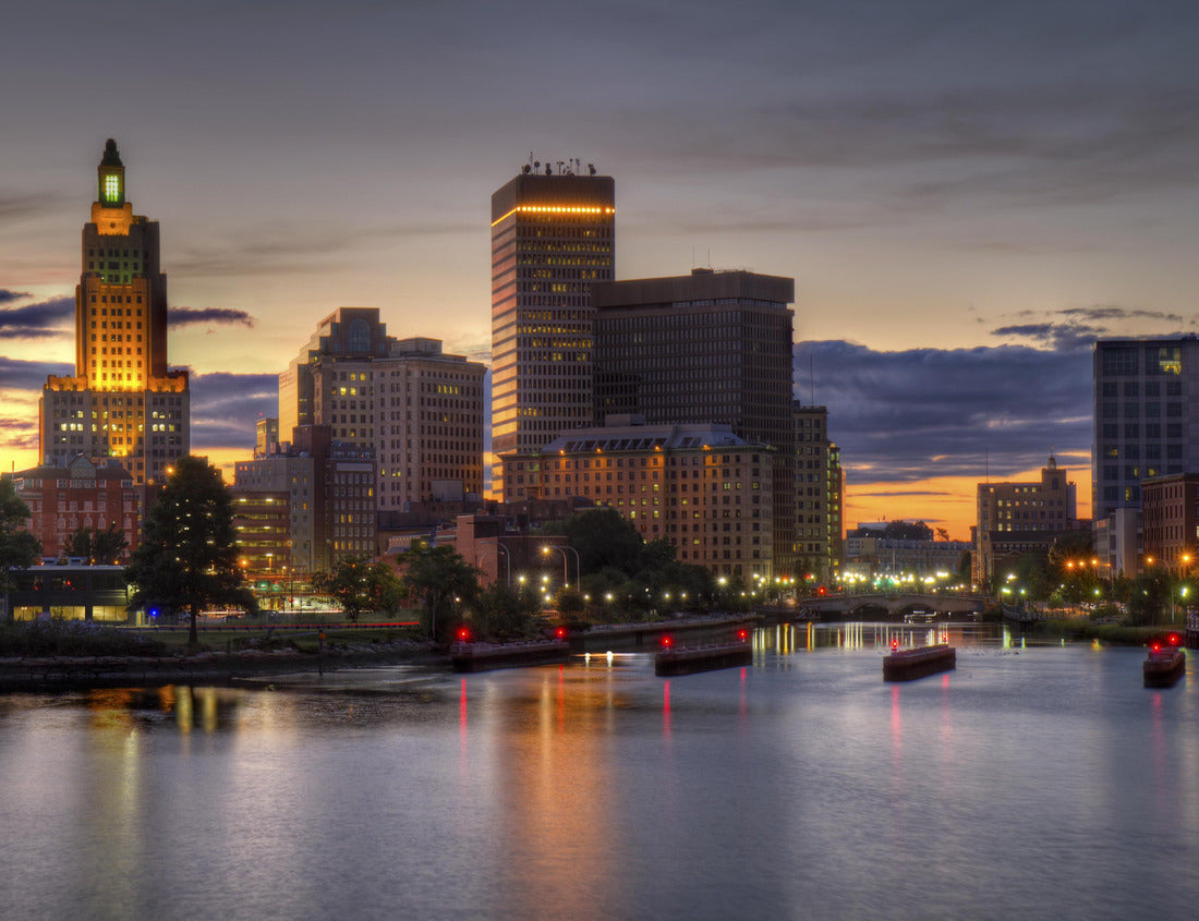 Noah Jigsaw Puzzle skyline of Providence, Rhode Island from the far side of the Providence River viewed just as the sun is setting at dusk 1000 pieces