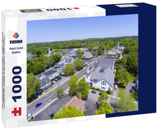 Noah Jigsaw Puzzle Aerial view of Medfield historic town center and Main Street in summer, Medfield, Boston Metro West area, Massachusetts MA 1000 pieces