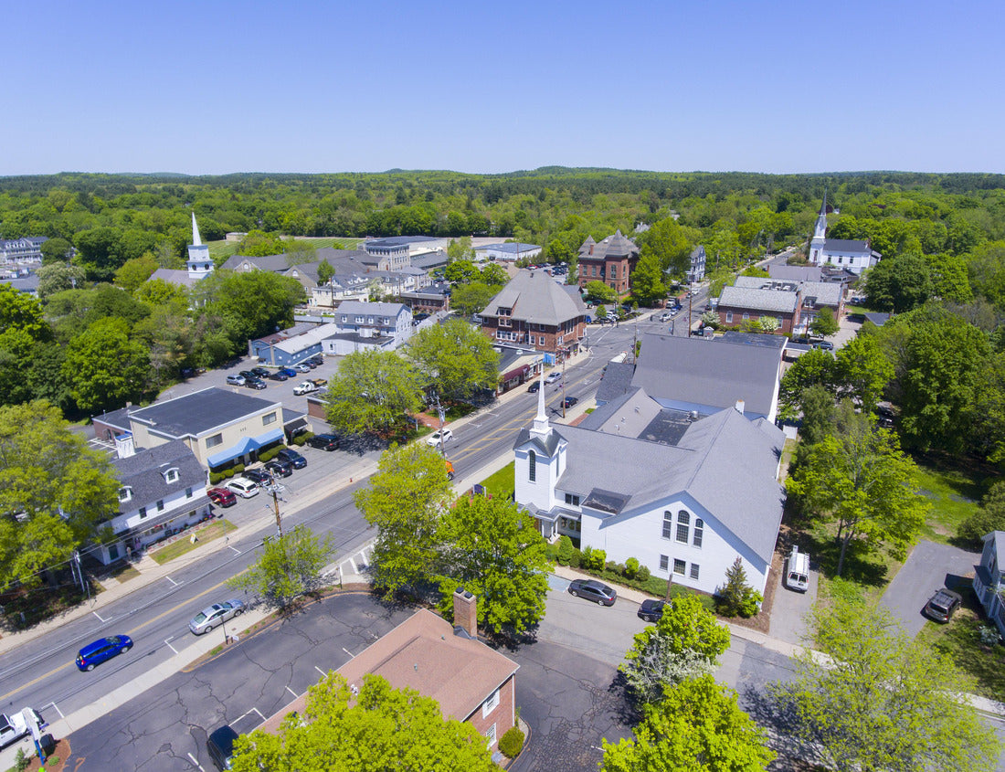 Noah Jigsaw Puzzle Aerial view of Medfield historic town center and Main Street in summer, Medfield, Boston Metro West area, Massachusetts MA 1000 pieces
