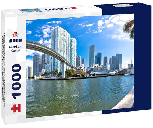 Noah Jigsaw Puzzle Miami downtown skyline and futuristic mover train above Miami river panoramic view, Florida state, United States of America 1000 pieces