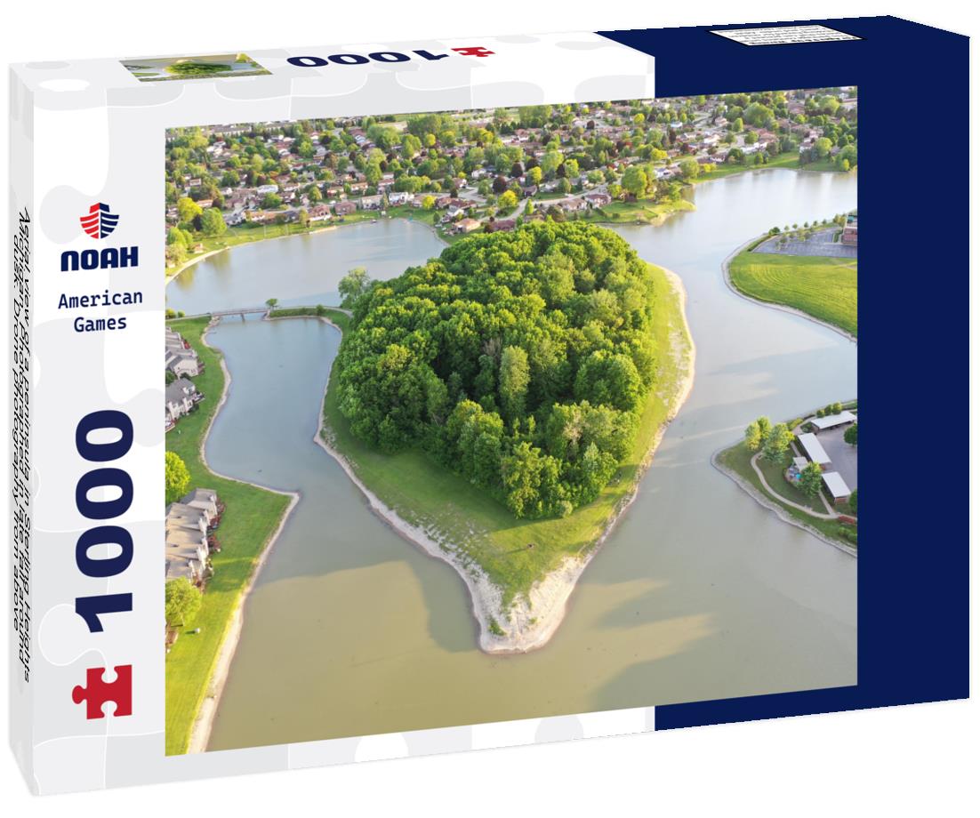 Noah Jigsaw Puzzle Aerial view of a peninsula in Sterling Heights Michigan. Photographed in late fall around dusk. Drone photography from above 1000 pieces
