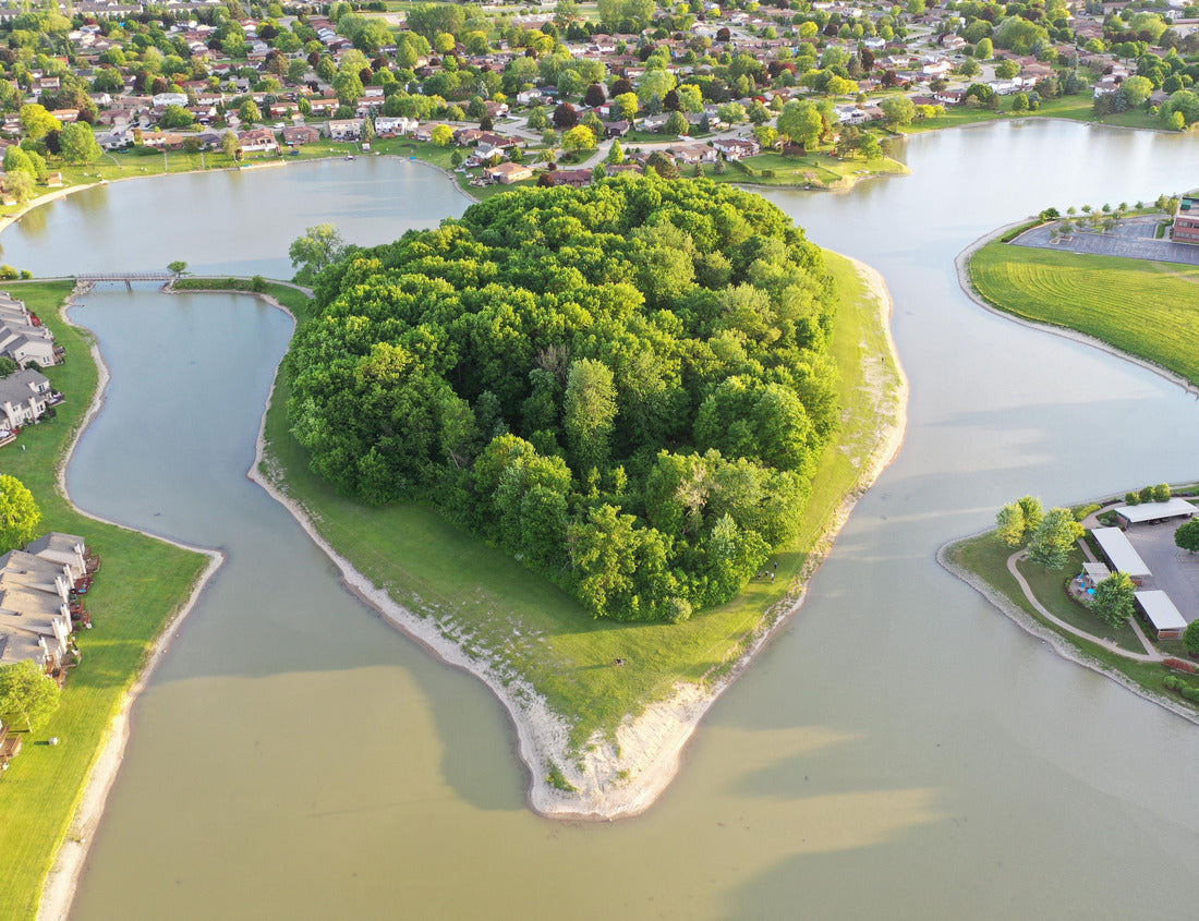 Noah Jigsaw Puzzle Aerial view of a peninsula in Sterling Heights Michigan. Photographed in late fall around dusk. Drone photography from above 1000 pieces