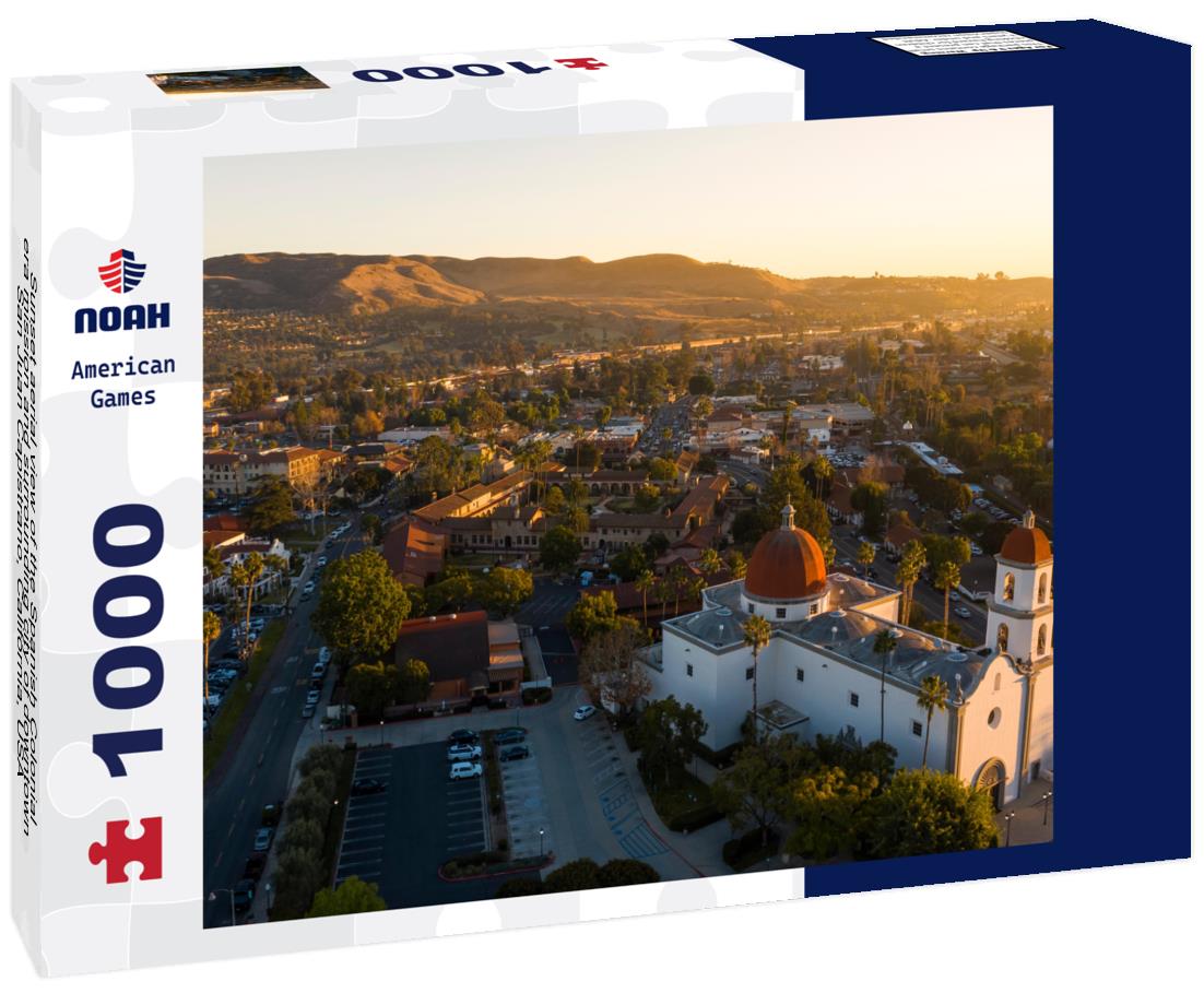 Noah Jigsaw Puzzle Sunset aerial view of the Spanish Colonial era mission and surrounding city of downtown San Juan Capistrano, California, USA 1000 pieces