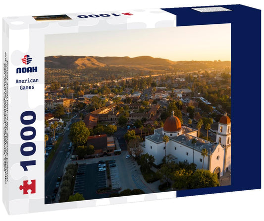 Noah Jigsaw Puzzle Sunset aerial view of the Spanish Colonial era mission and surrounding city of downtown San Juan Capistrano, California, USA 1000 pieces