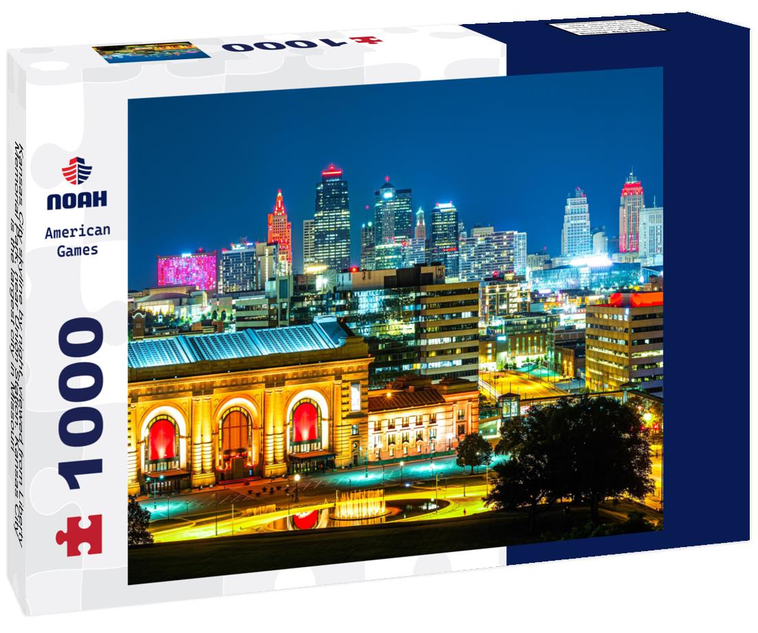 Noah Jigsaw Puzzle Kansas City skyline by night, viewed from Liberty Memorial Park, near Union Station. Kansas City is the largest city in Missouri 1000 pieces