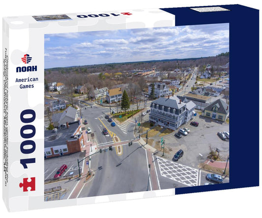 Noah Jigsaw Puzzle Chelmsford historic town center including the Town Common and Central Square aerial view in spring, Chelmsford, Massachusetts, MA 1000 pieces