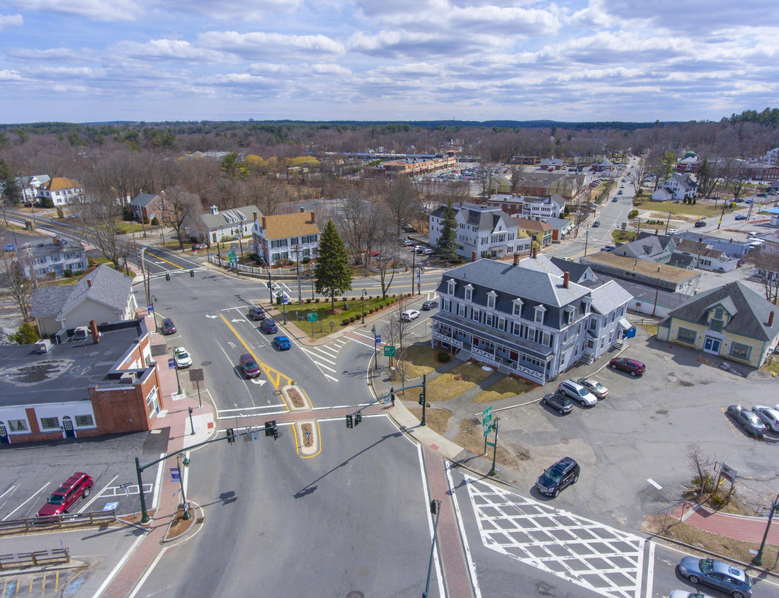 Noah Jigsaw Puzzle Chelmsford historic town center including the Town Common and Central Square aerial view in spring, Chelmsford, Massachusetts, MA 1000 pieces