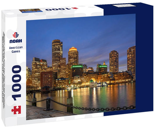 Noah Jigsaw Puzzle Boston skyline from Fan Pier at the fantastic twilight time with smooth water river in boston, Massachusetts, USA downtown skyline 1000 pieces