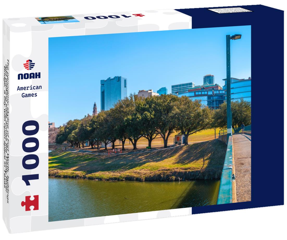 Noah Jigsaw Puzzle The panoramic skyline of Fort Worth, buildings and walking trails across the Trinity River Bridge, a city with open space in Texas 1000 pieces
