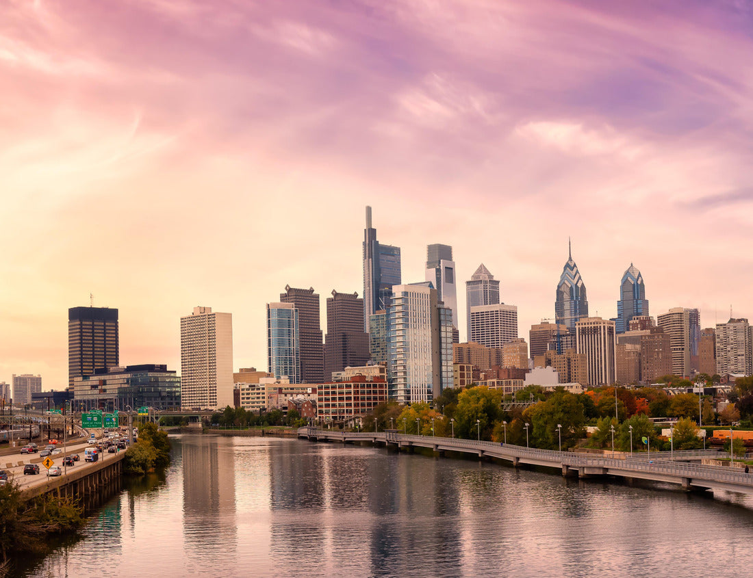 Noah Jigsaw Puzzle Philadelphia, Pennsylvania, United States of America. Aerial panoramic view of a modern city center. Sunset Sky Composite. Cityscape 1000 pieces