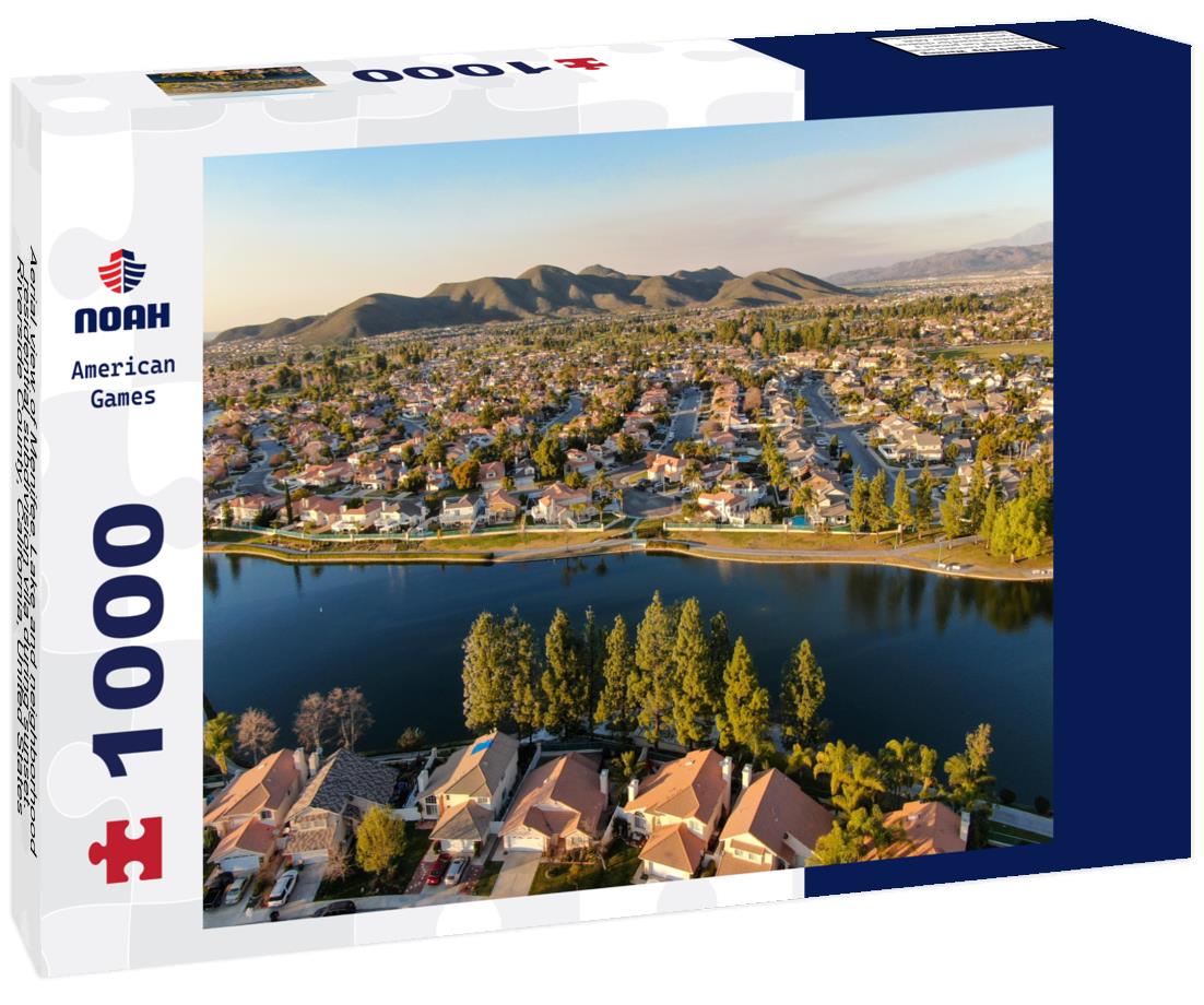 Noah Jigsaw Puzzle Aerial view of Menifee Lake and neighborhood, residential subdivision vila during sunset. Riverside County, California, United States 1000 pieces