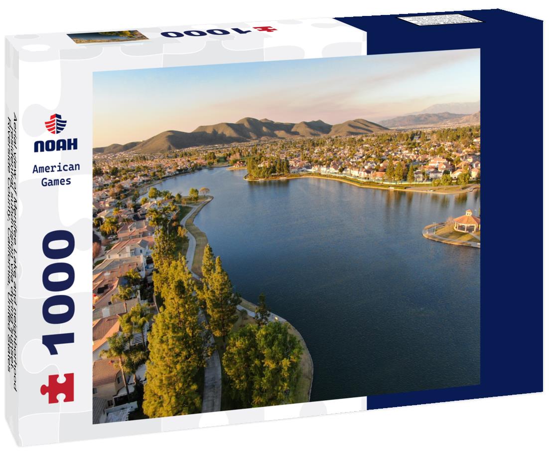 Noah Jigsaw Puzzle Aerial view of Menifee Lake and neighborhood, residential subdivision vila during sunset. Riverside County, California, United States 1000 pieces