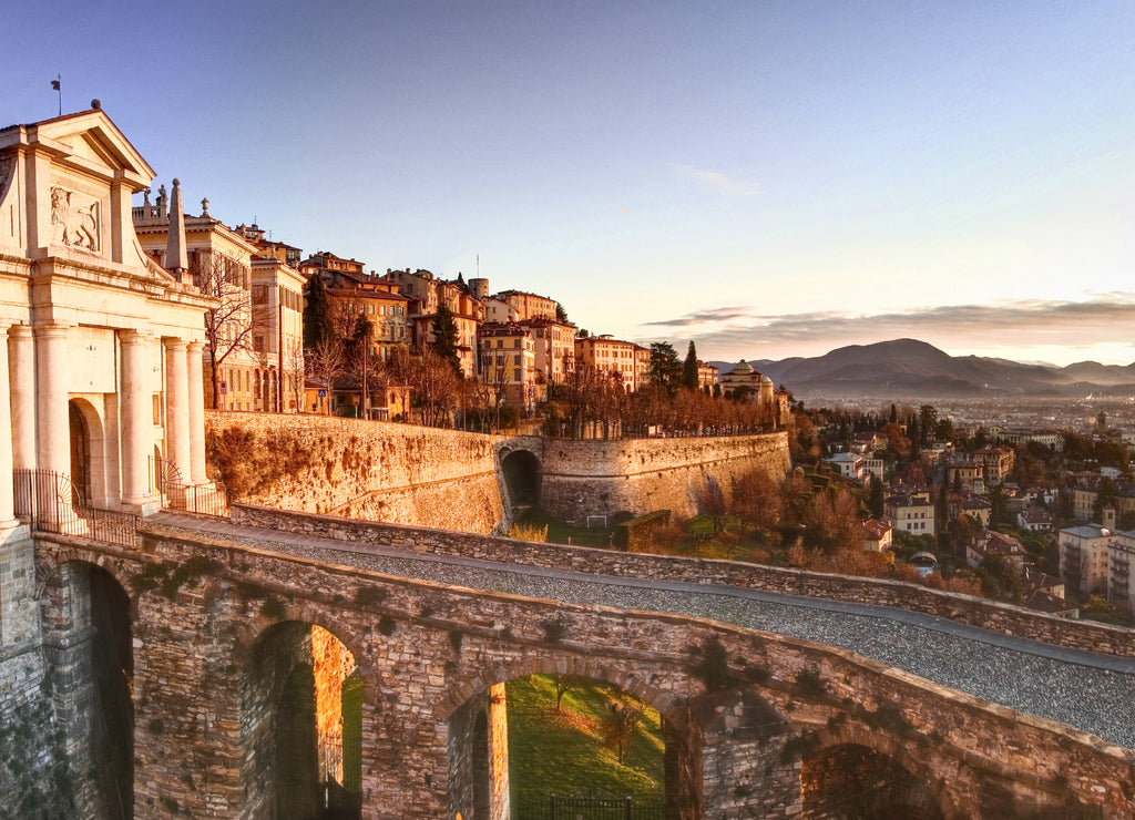 Bergamo, Porta san Giacomo, old door to the upper town of Bergamo, Italy