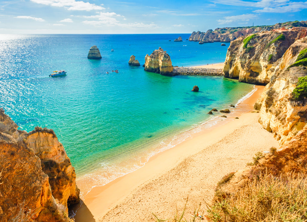 Beautiful sandy beach near Lagos in Panta da Piedade, Algarve, Portugal
