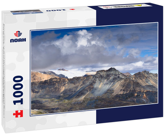 Panoramic view of the southern Cordillera Blanca and Nevado Pastoruri in the Andes in Peru