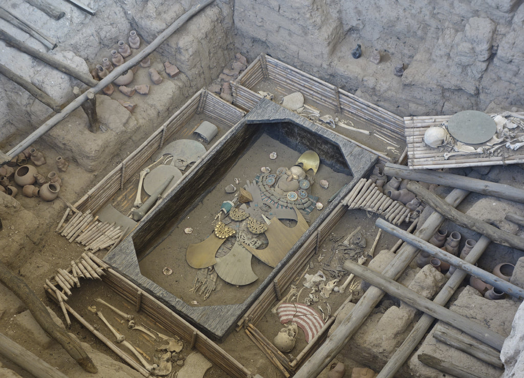 Huaca Rajada and the royal tombs of the Lord of Sipan. An archaeological site near Chiclayo, Peru