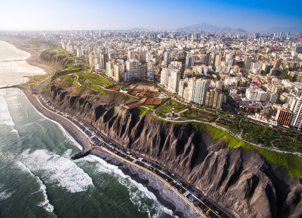 Lima, Peru: Panoramic view of Lima from Miraflores
