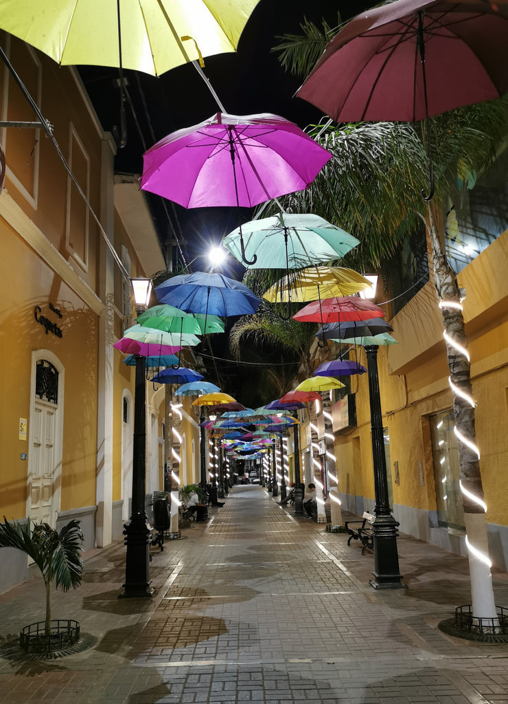 Umbrellas in the city of Piura, Peru