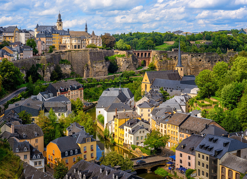 Luxembourg City, view of the old town and the ground