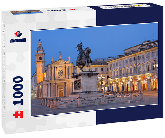 Turin, Italy: The square Piazza San Carlo at dusk