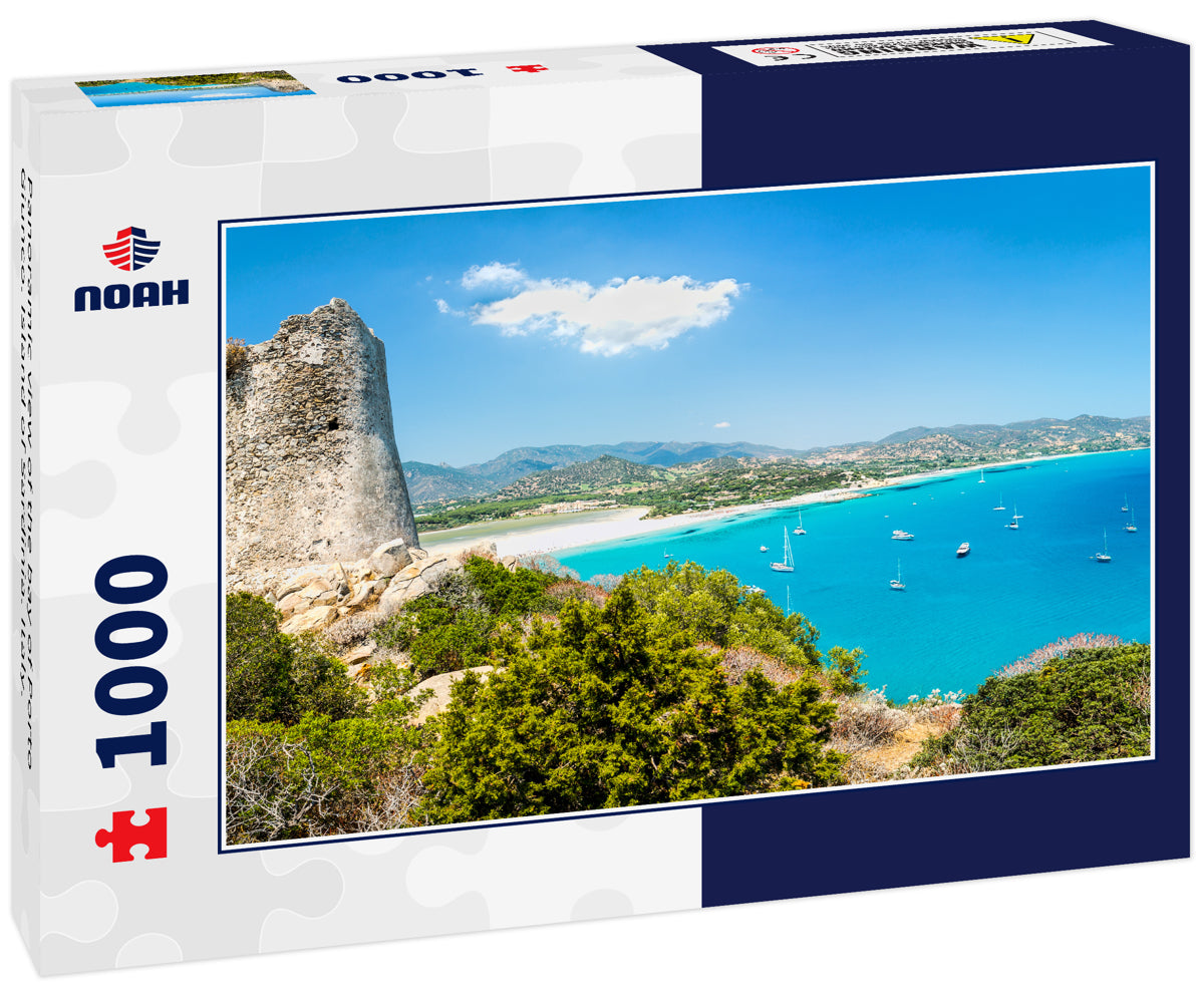 Panoramic view of the bay of Porto Giunco. Island of Sardinia. Italy.