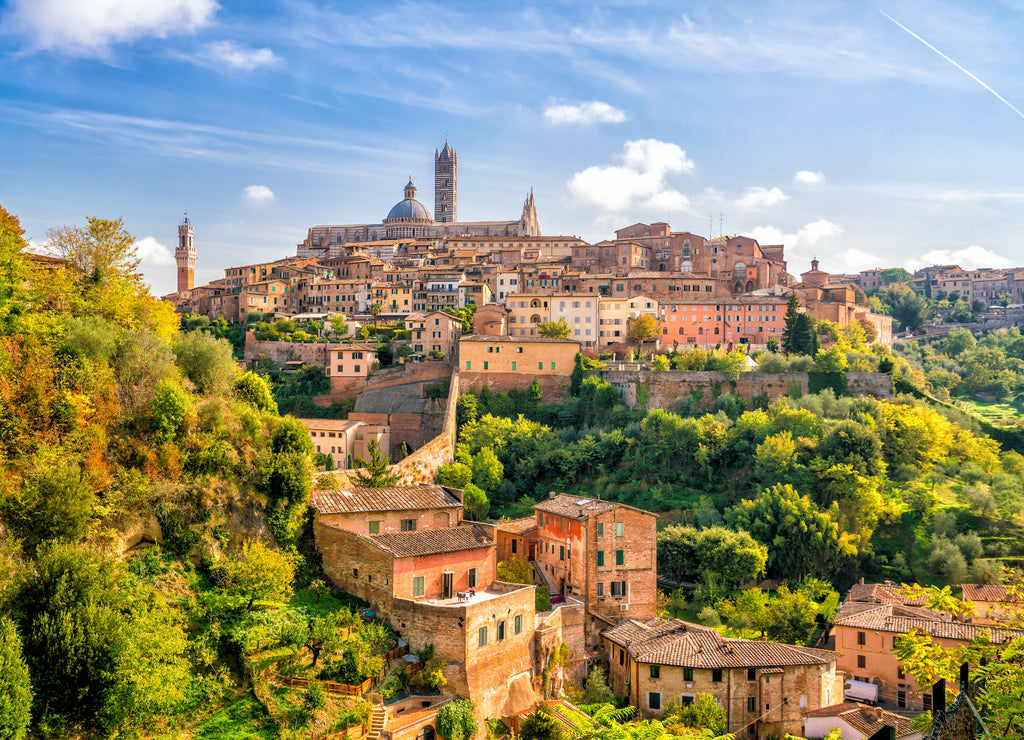 The skyline of the Italian city center of Siena