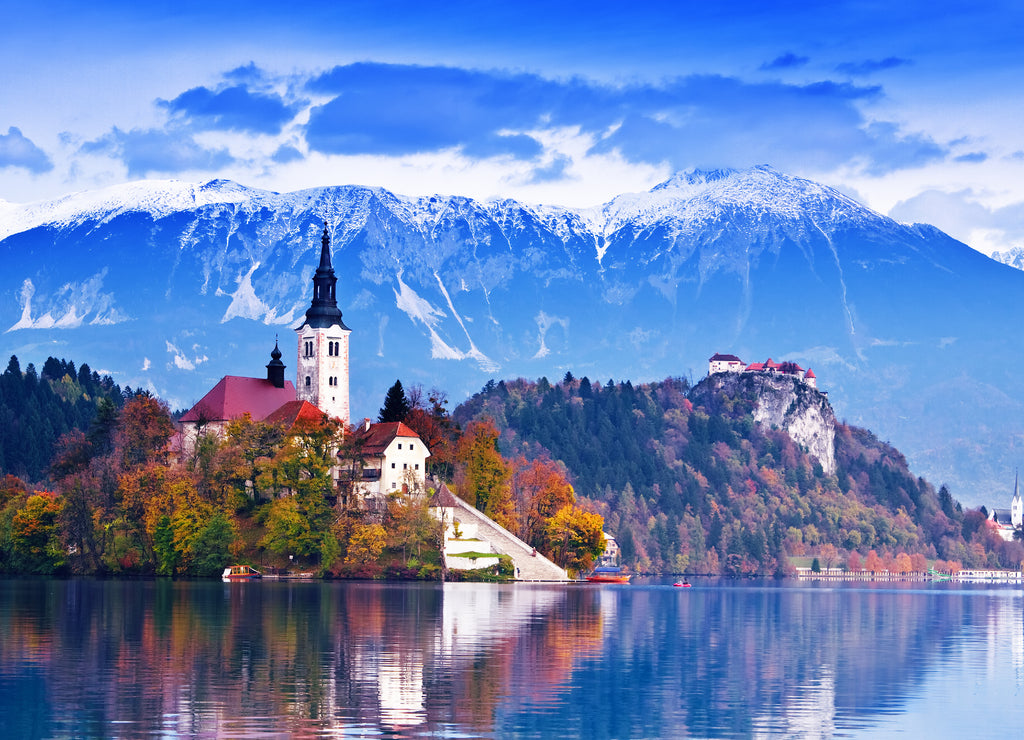 Bled with lake, island, Slovenia, Europe