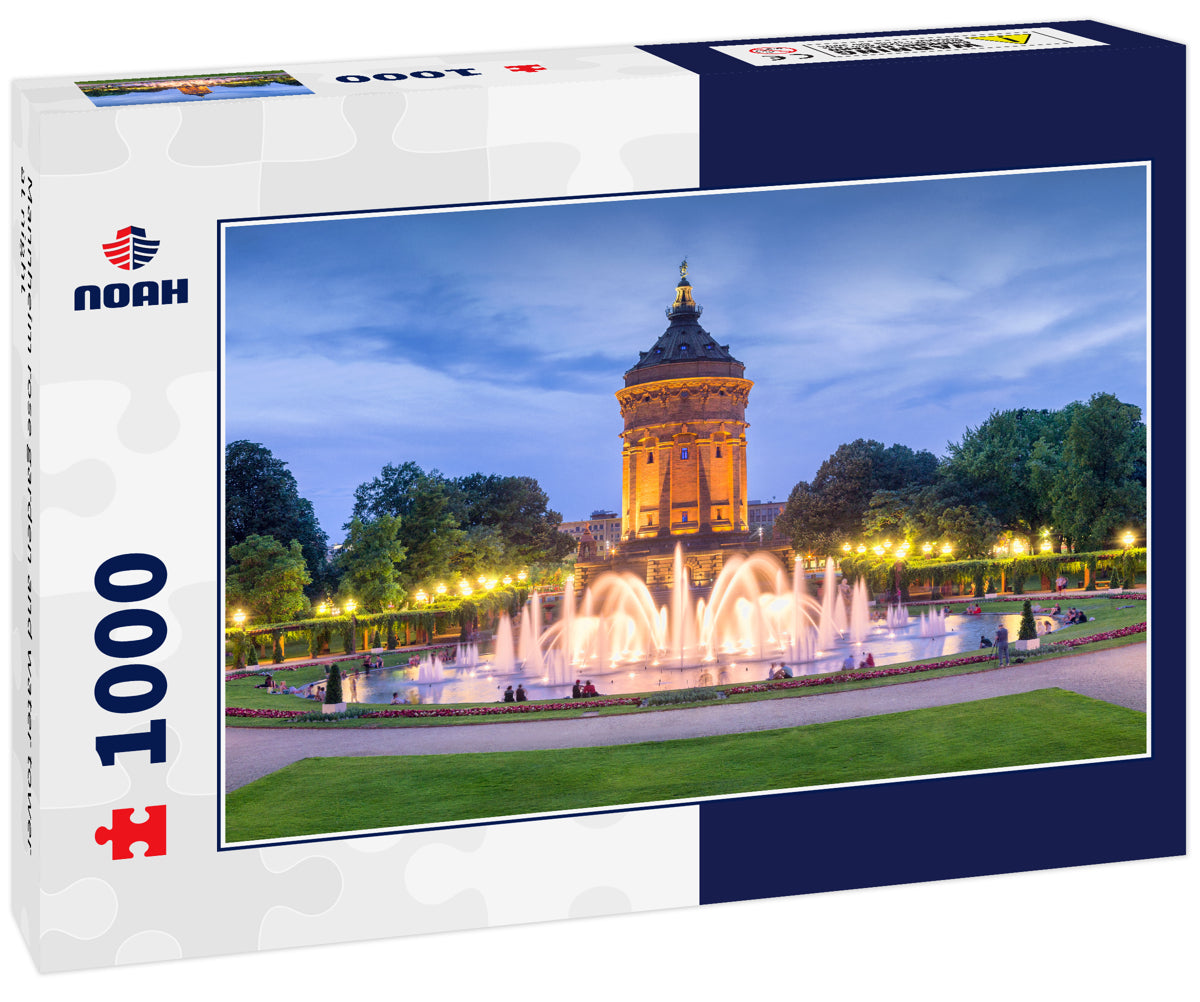 Mannheim rose garden and water tower at night