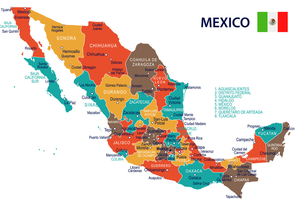 Mexico - map and flag