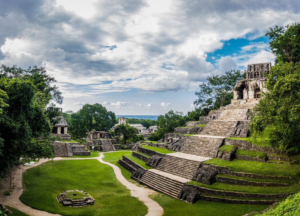 Temple of the Cross Group in the Mayan ruins of Palenque - Chiapas, Mexico